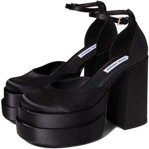 Steve Madden Charlize Black Satin Platform Heels US Women’s 8.5